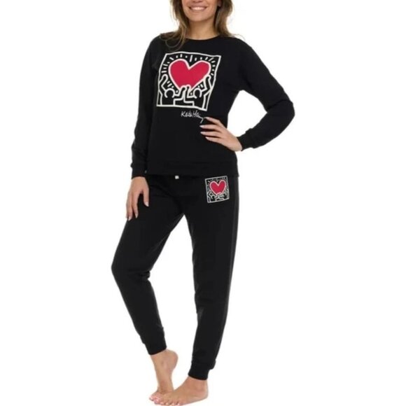 NEW Keith Haring Women's Lounge Set Long Sleeve Crew & Jogger - Picture 1 of 8